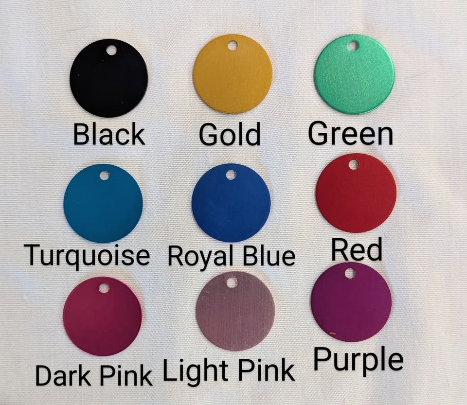 Color chart of anodized aluminum pet tags