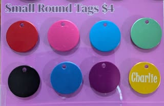 A catalog of small round colored tags including one named Charlie
